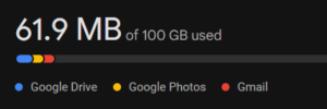 Example of a Google Drive storage screenshot